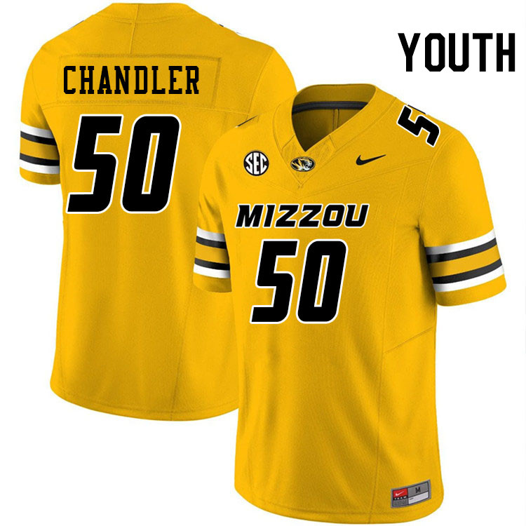 Youth #50 Talan Chandler Missouri Tigers College Football Jerseys Stitched-Gold